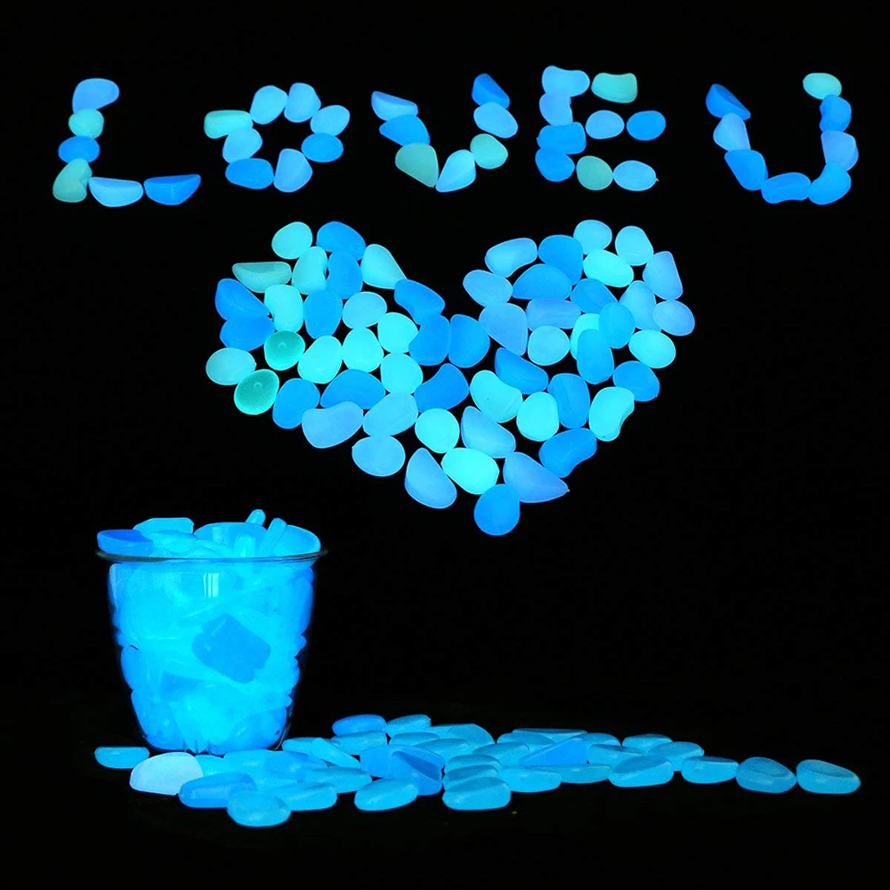 

500Pcs Glow In The Dark Garden Pebbles Stones Rocks For Yard And Walkways Decor Fairy Garden DIY Decorative Luminous Stones