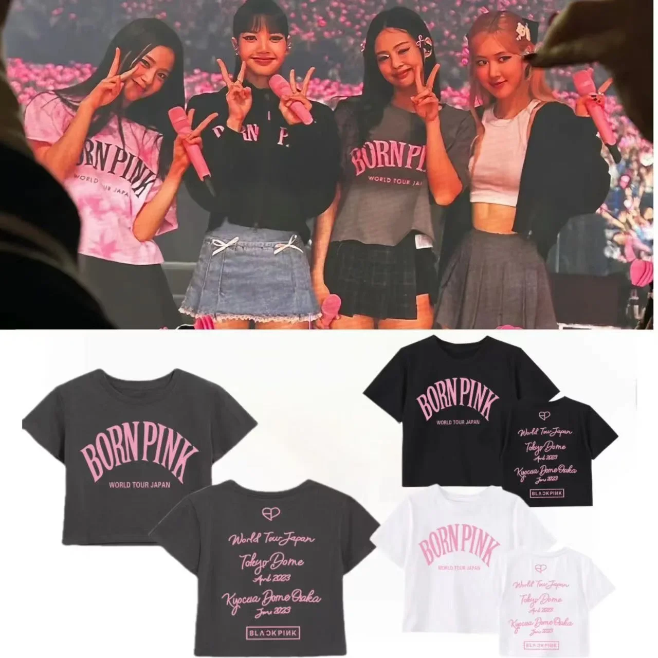 BLACK Tokyo Giant Egg 2023 Born Pink Concert Weekend Short Sleeves Pure Cotton T-Shirt Crew Neck Design For Fans