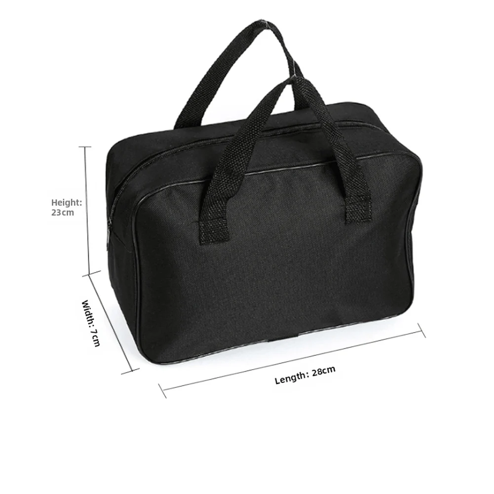 Portable Black Tool Bag for Car Air Pump and Tire Inflation Gear Constructed from Oxford Fabric 280x80x230mm Portable