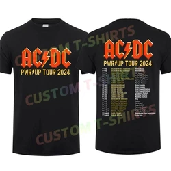 2024 Men T Shirt Casual AC Pwr Up World Tour 2024 DC Signature Rock Band T-shirt Graphic Summer Short Sleeves 100% Cotton S-3XL