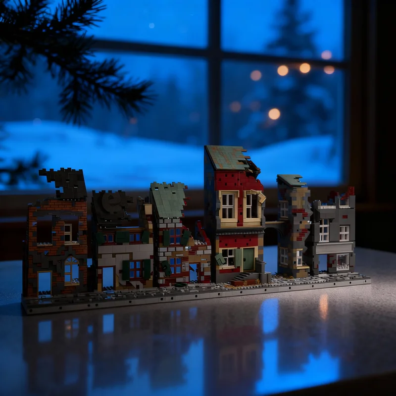 

4325 деталей MOC: Модульная модель разрушенного дома, строительные блоки, архитектурная игрушка, рождественский подарок, креативная идея для самостоятельной сборки