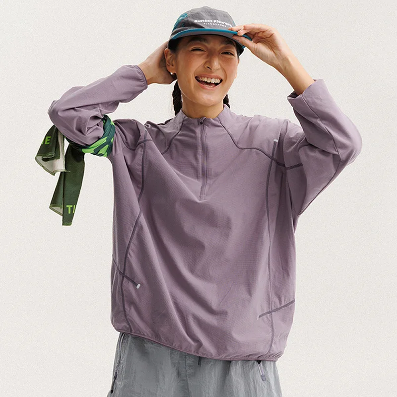 Women Men City Outdoor Running Cycling Lightweight Quick Dry Long Sleeve Loose Casual Sport T-shirt Couple Track T Shirt Tops