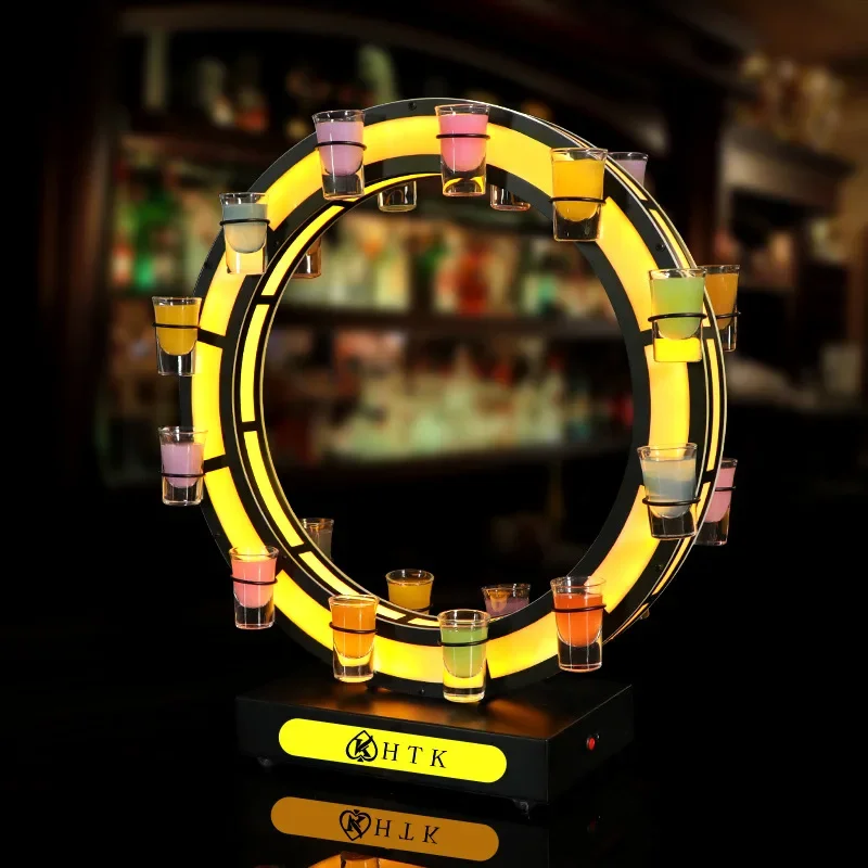Rechargeable Bar Ferris wheel LED Shot Glasses Display Holder Stand VIP Shot Glass Tray LED Bottle Presenter Glorifier