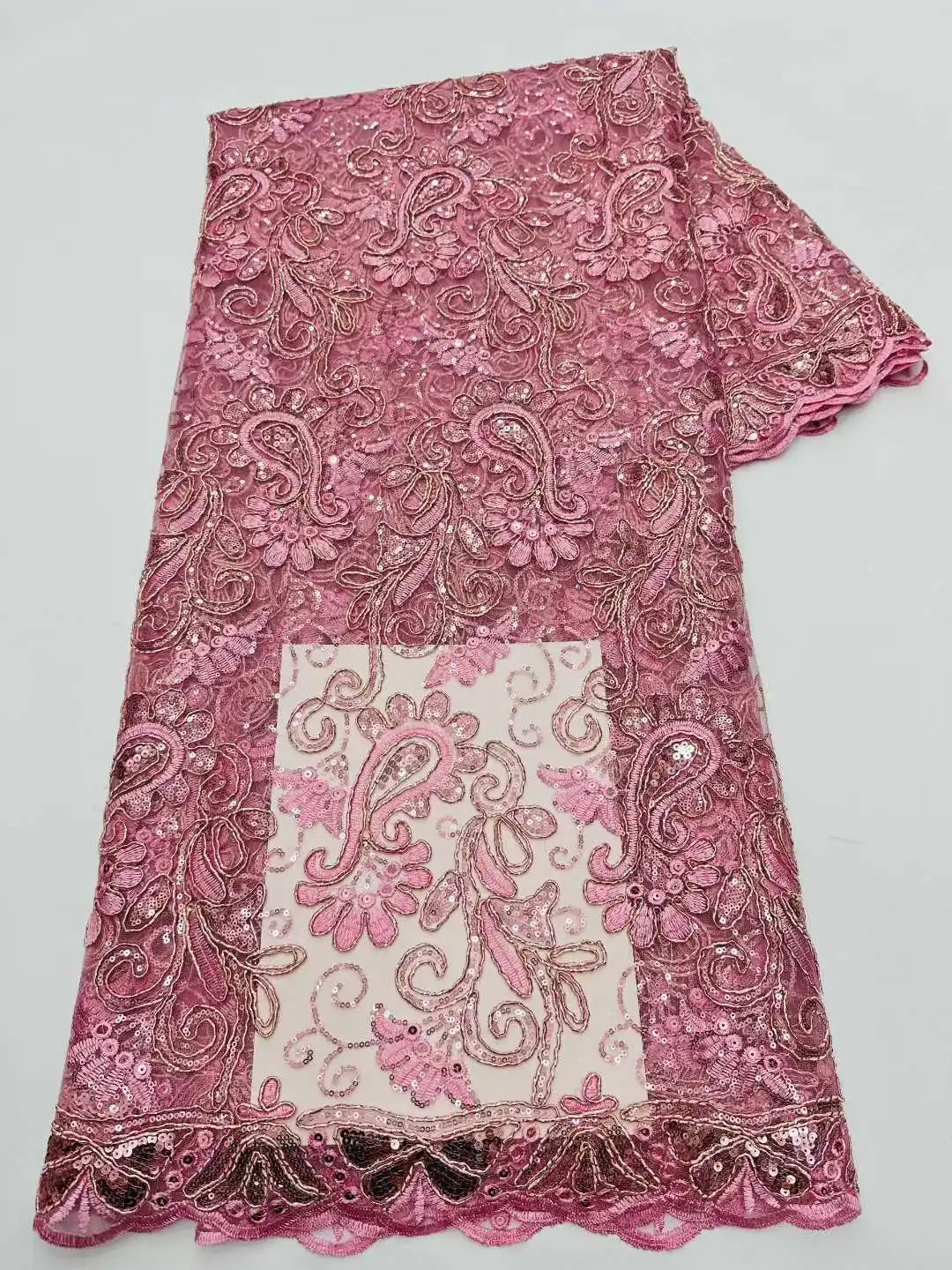 

Африканское нигерийское новейшее высокое качество с тюлевой кружевной тканью, гипюровой вышивкой и блестками для шитья платьев, 5 ярдов