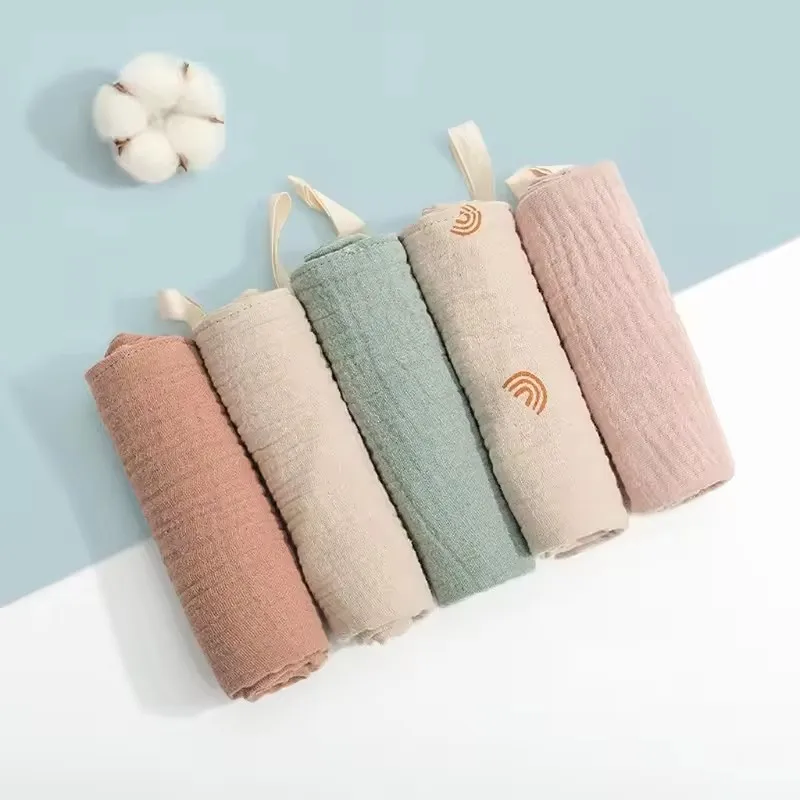 5Pcs Baby Cotton Square Towel Infant Hand Face Washcloth Handkerchief Muslin Cloth Feeding Bib Burp Cloth Saliva Towel Baby