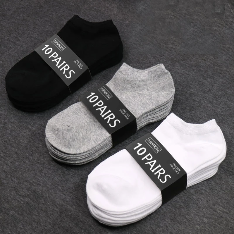 5 Pairs Women/Men Boat Socks Invisible Low Cut Silicone Non-slip Summer No-show Ankle Socks Solid Color Casual Breathable view 3