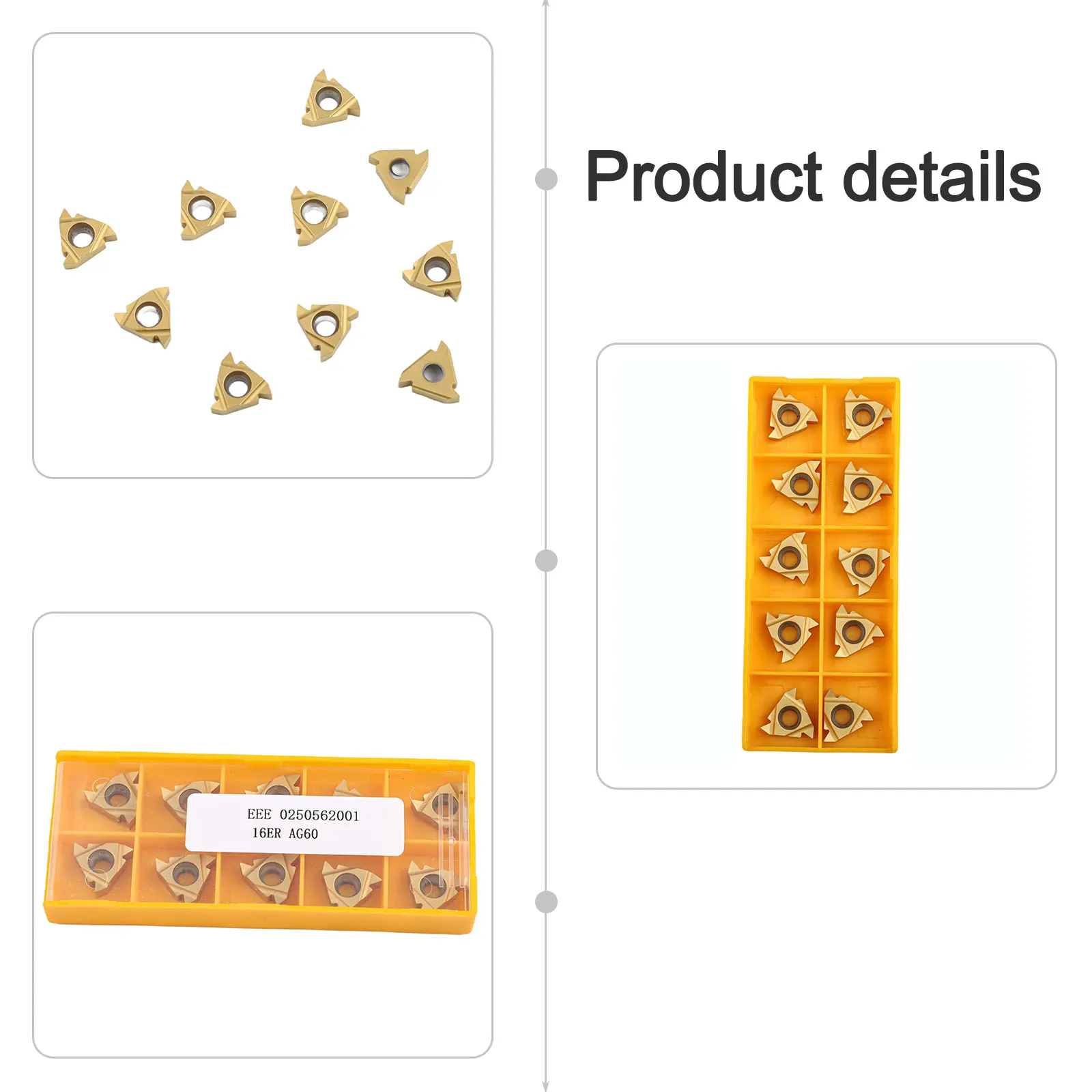 

AG60 BMA Threading Inserts Carbide 10pcs 16ER Resistant to Dirty Environments Good Performance in Cast Iron