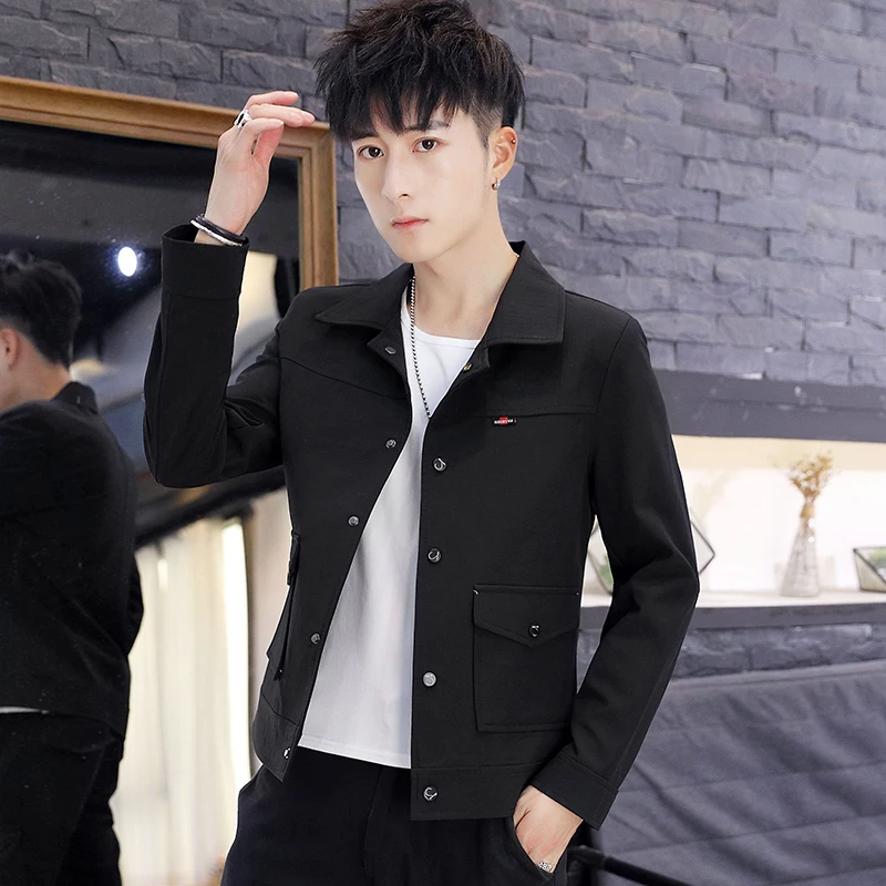 

Мужская приталенная рабочая одежда Jaet, повседневная весенняя новая корейская версия, универсальная верхняя одежда, ветрозащитная длинная све, полиэфирное волокно