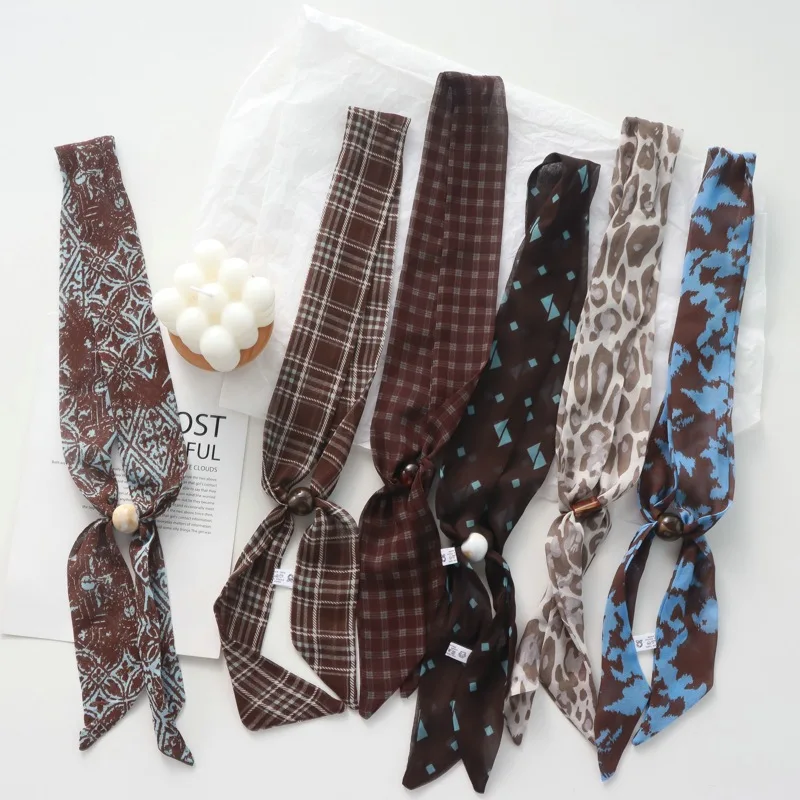 Retro Maillard Brown Floral Scarf Fashionable Old Money Style Light Luxury High-Grade Temperament Small Square Towel Lazy Scarf