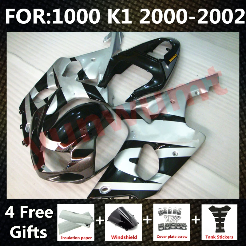 Motorrad-Verkleidungssätze aus Spritzguss für GSXR1000 00 01 02 GSXR 1000 K1 K2 2000 2001 2002 Karosserie-Komplettverkleidungsset zxmt