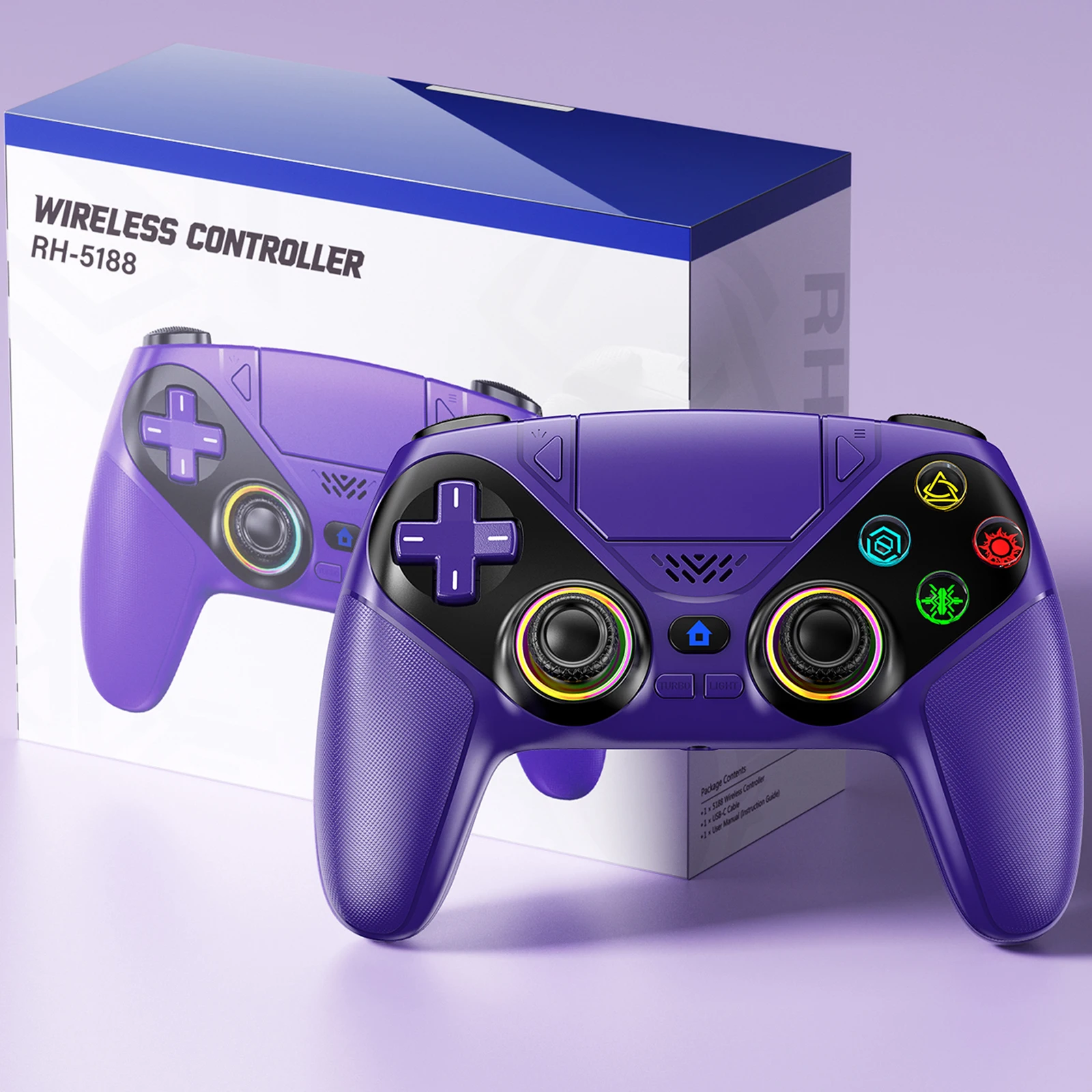 Controller für Playstation 5 PS5/PS5 Pro/Slim/PC Gamepads mit Hall-Effekt RGB Kabelloser Spielsteuerungs-Joystick Marco/Turbo-Programmierung