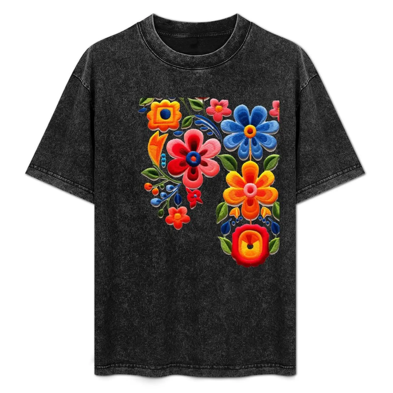 

Embroidered flowers T-Shirt basketball graphic tees heavyweights blanks aesthetic clothes funny t shirts for men