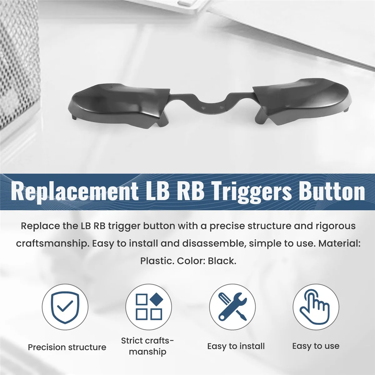 Botón de disparo de parachoques de repuesto negro LB RB para controlador Microsoft Xbox One