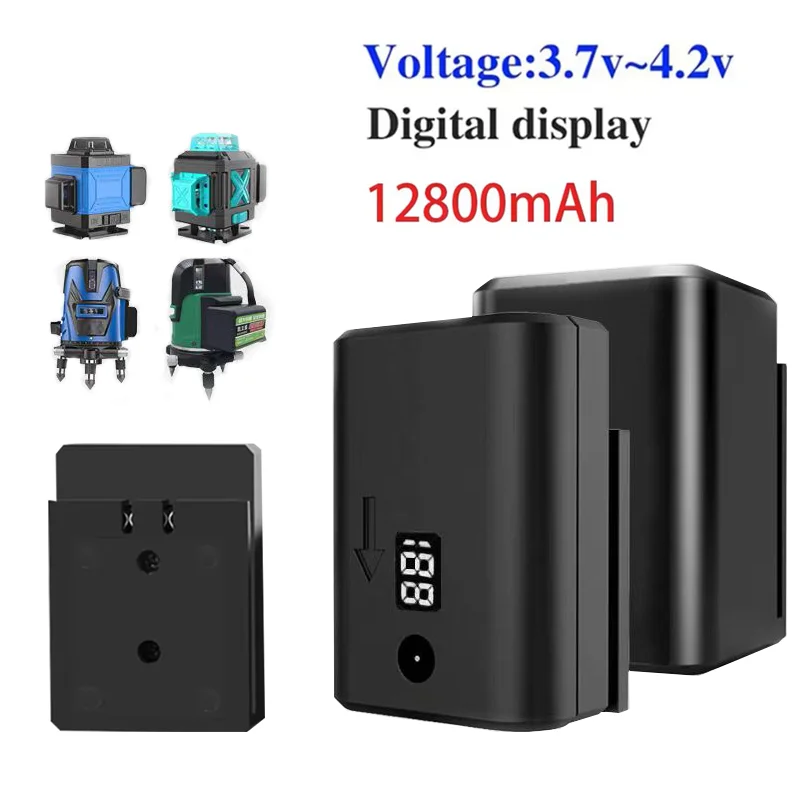 New Original  3.7V 12800mAh large capacity rechargeable laser level battery, suitable for 8/12/16 line level tool battery