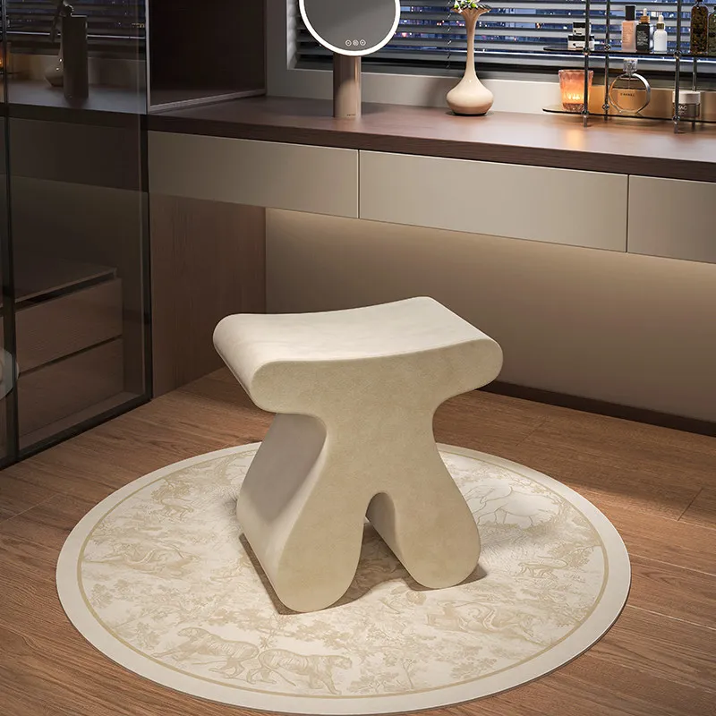 Bedroom Furniture high-end makeup chair female bedroom dressing table small stool modern minimalist cream style nail salon stool view 2
