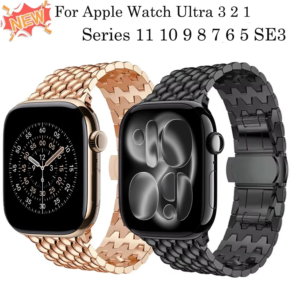 Correa de Metal para Apple Watch Ultra 3 2 49mm 11 10 42mm 46mm 9 8 7 45mm 41mm correa de acero inoxidable para iwatch 6 5 SE3 44mm 40m