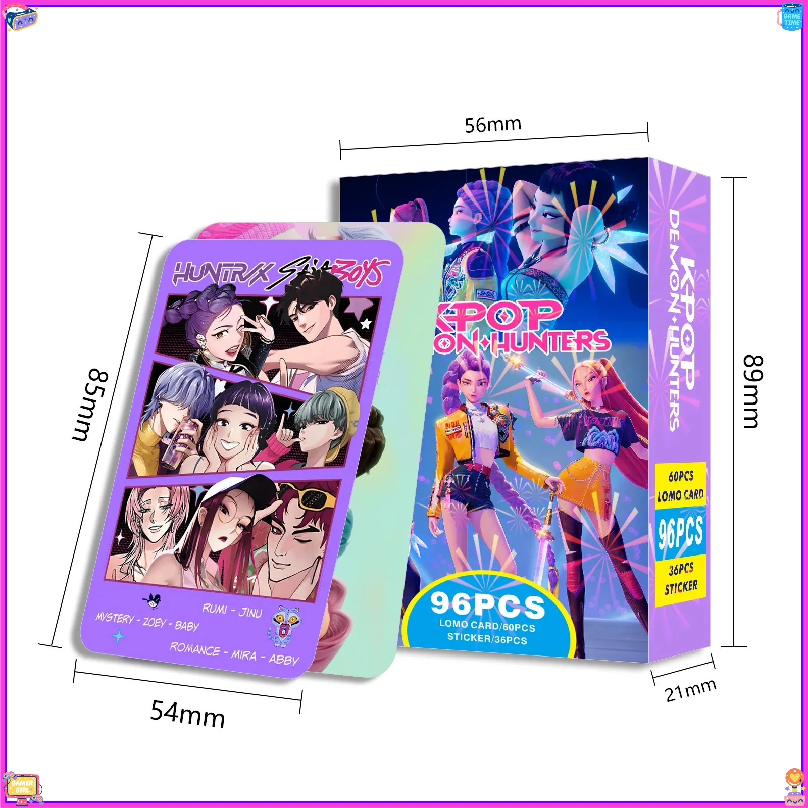 96 szt./pudełko Anime K-POP Demon Hunters Huntrix Karty LOMO i naklejki wodoodporne Kolekcjonerski zestaw kart dla fanów Karty holograficzne