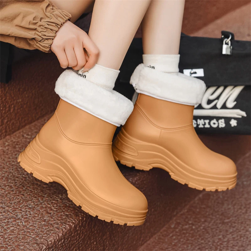 Women Outdoor Rain Shoes Thick Soles Waterproof Boots Solid Rain Boots Galoshes Ladies Rain Shoes Waterproof Ladies Rain Shoes