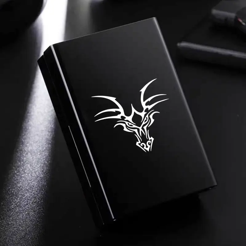 20 Pack Black Cigarette Case with Personalized Creativity, Popular Aluminum Alloy Sliding Lid Box, Minimalist Style