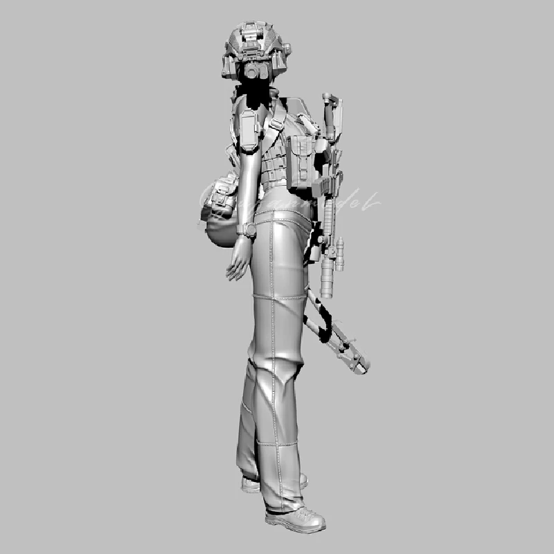 

50mm 75mm Resin Model Figure Handsome Female Soldier Gk Micro Miniature 3d Printed White Model Toy Unassembled And Unpainted Kit