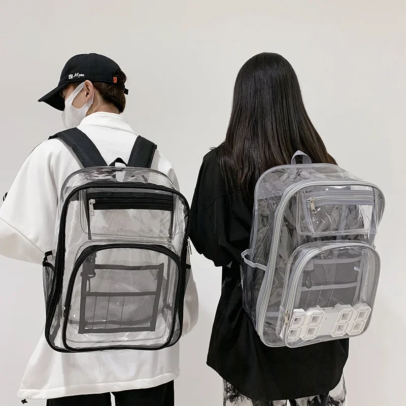 2025 New PVC Backpack Large Capacity Fashion Simple Transparent Bag Suitable for Outdoor Travel and Study