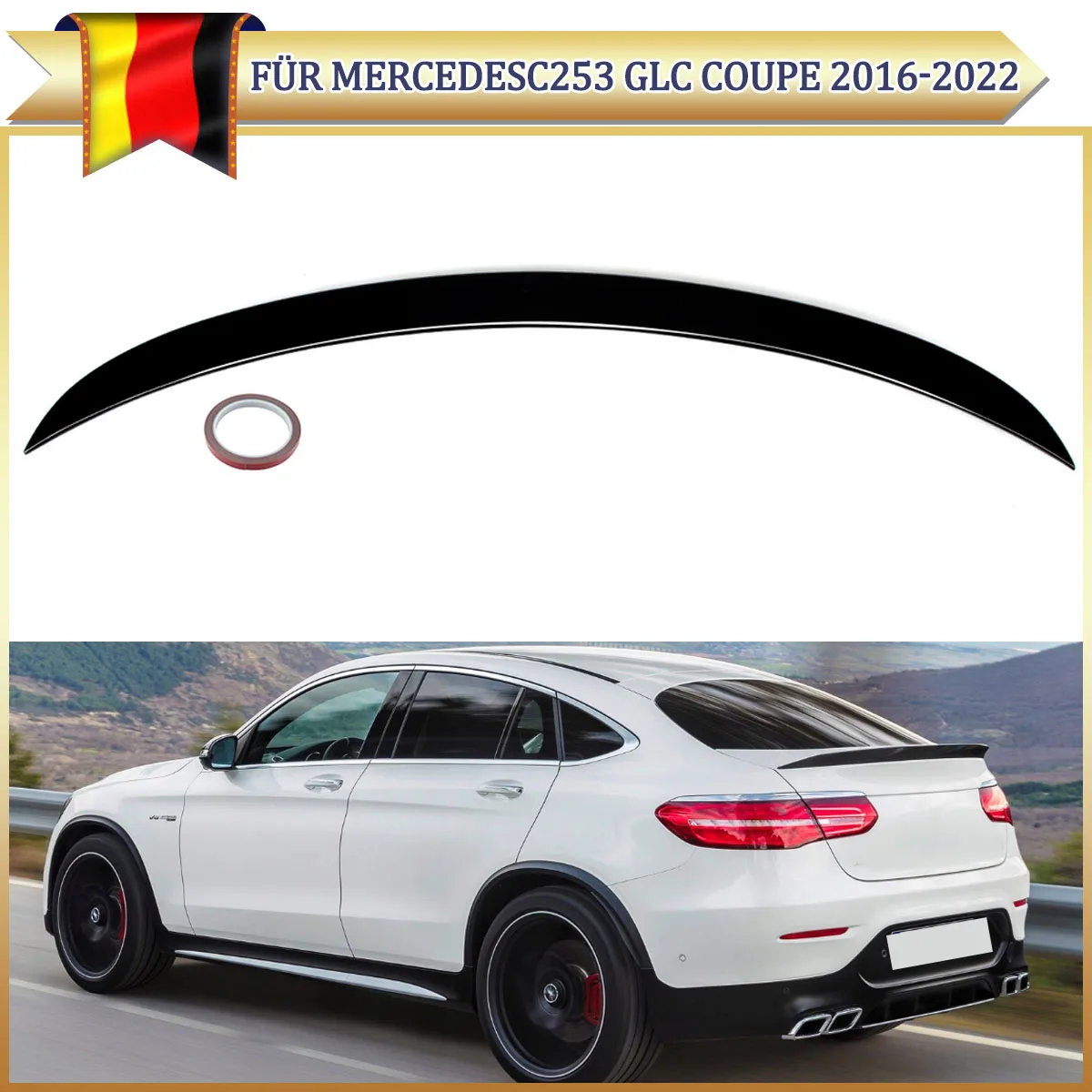 Image of AMG-Style Heckklappenspoiler für Mercedes Benz GLC W253 GLC260 300 COUPE 2016 2017 2018 2019 2020 2021 2022 Heckflügel