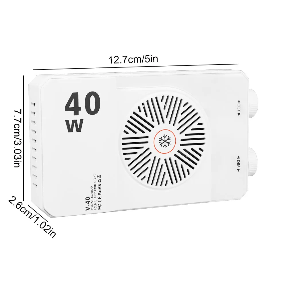 40W RGB LED Camera Light 2800-9000K 4400mAh Battery Mini LED Video Lamp with Tripod Adjustable Pocket Photography Light Camping