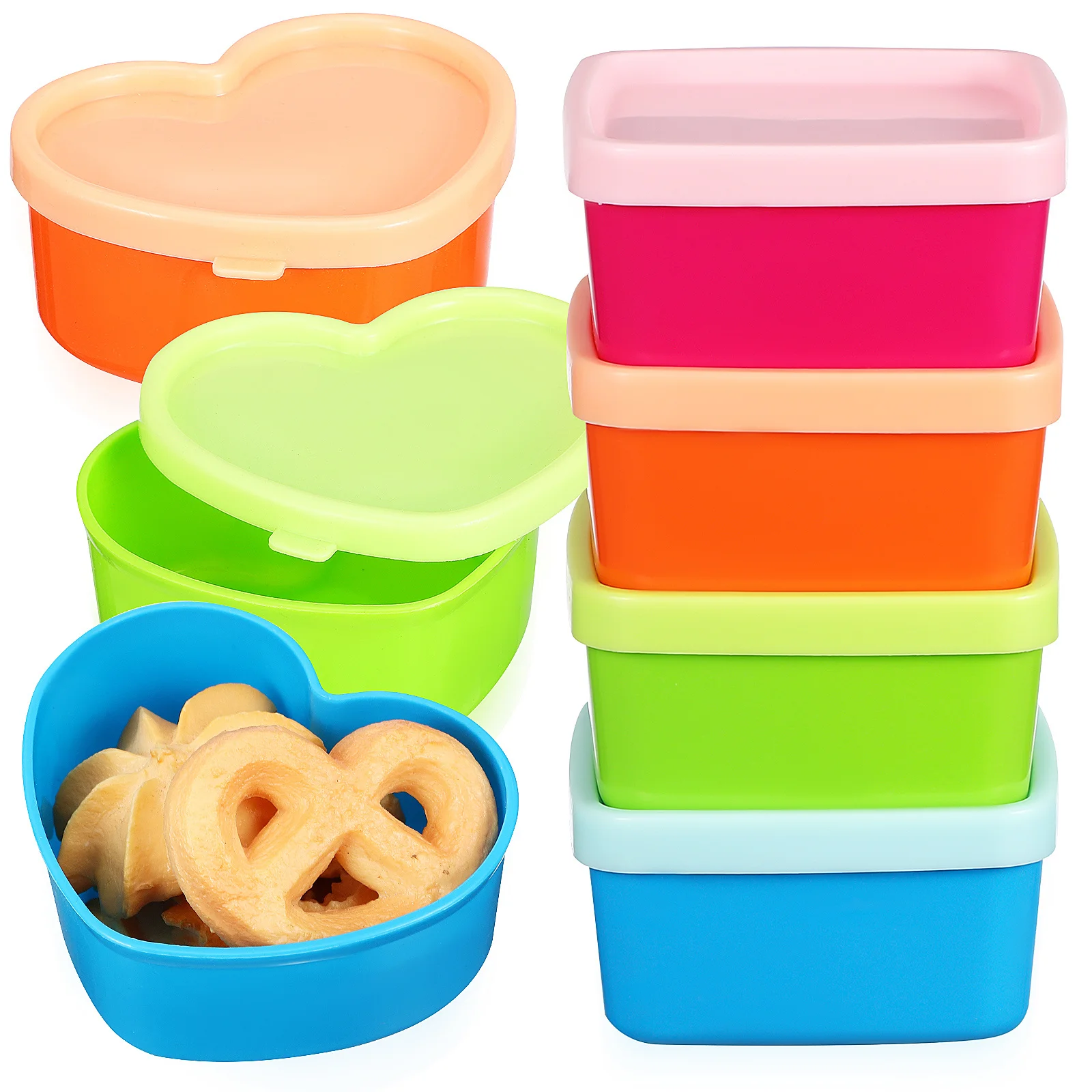 

8Pcs Vibrant Heart Shaped Storage Containers Desktop Organizers Safe PP Material Multi-Functional Stackable Sundries Storage Box