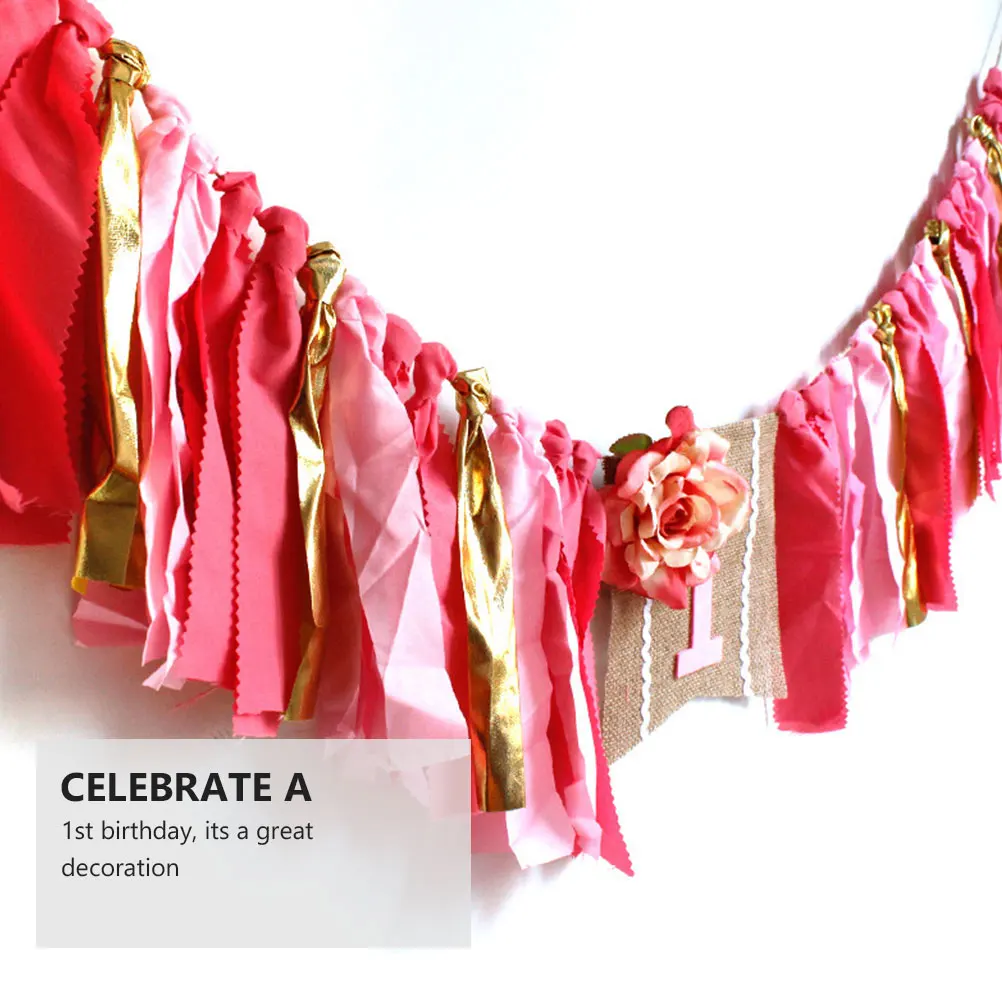

First Birthday Party Decoration Multicolored Banners High Chair Flags Birthday Bunting Red Party Supplies Decorative Flags