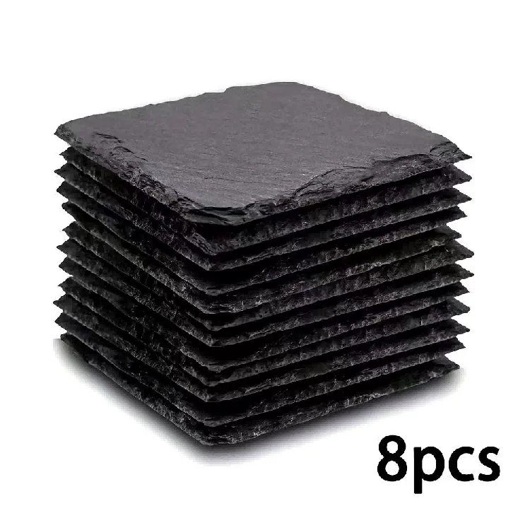 Dofiki 8/12/24/48/96-pack met zwarte leisteen onderzetters (10x10cm), vierkante onderzetters van natuursteen (grootverpakking)