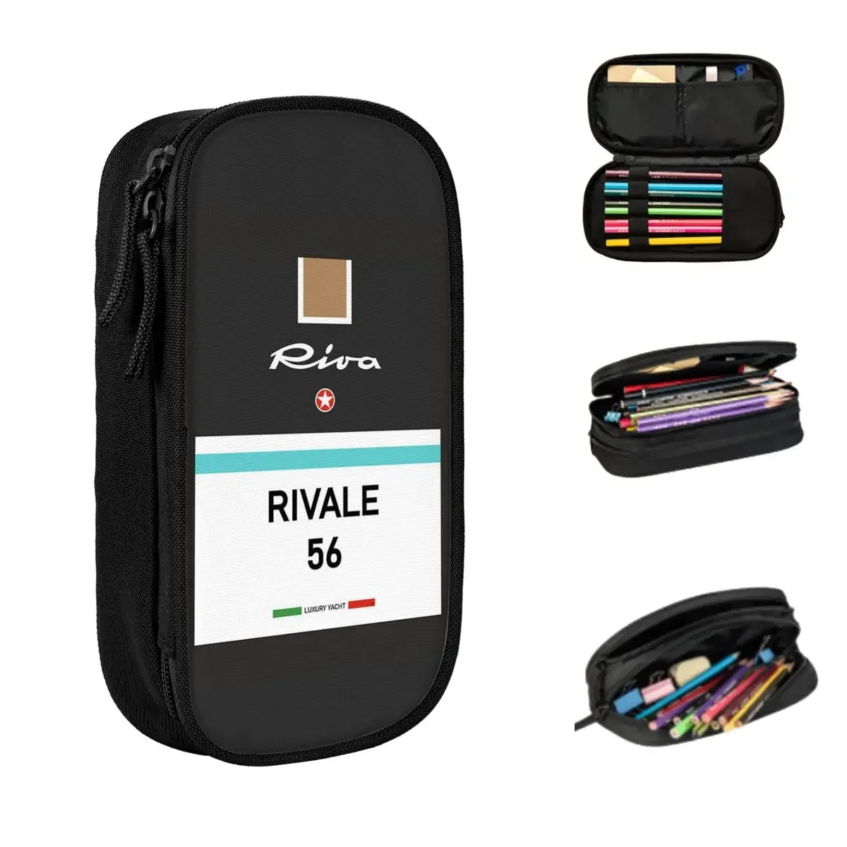 Rivale Riva Aquarama Italy French Riviera Monaco Vintage Pencil Cases Big Capacity Pen Bags Pen Box Pencil Pouch For Boys Girls