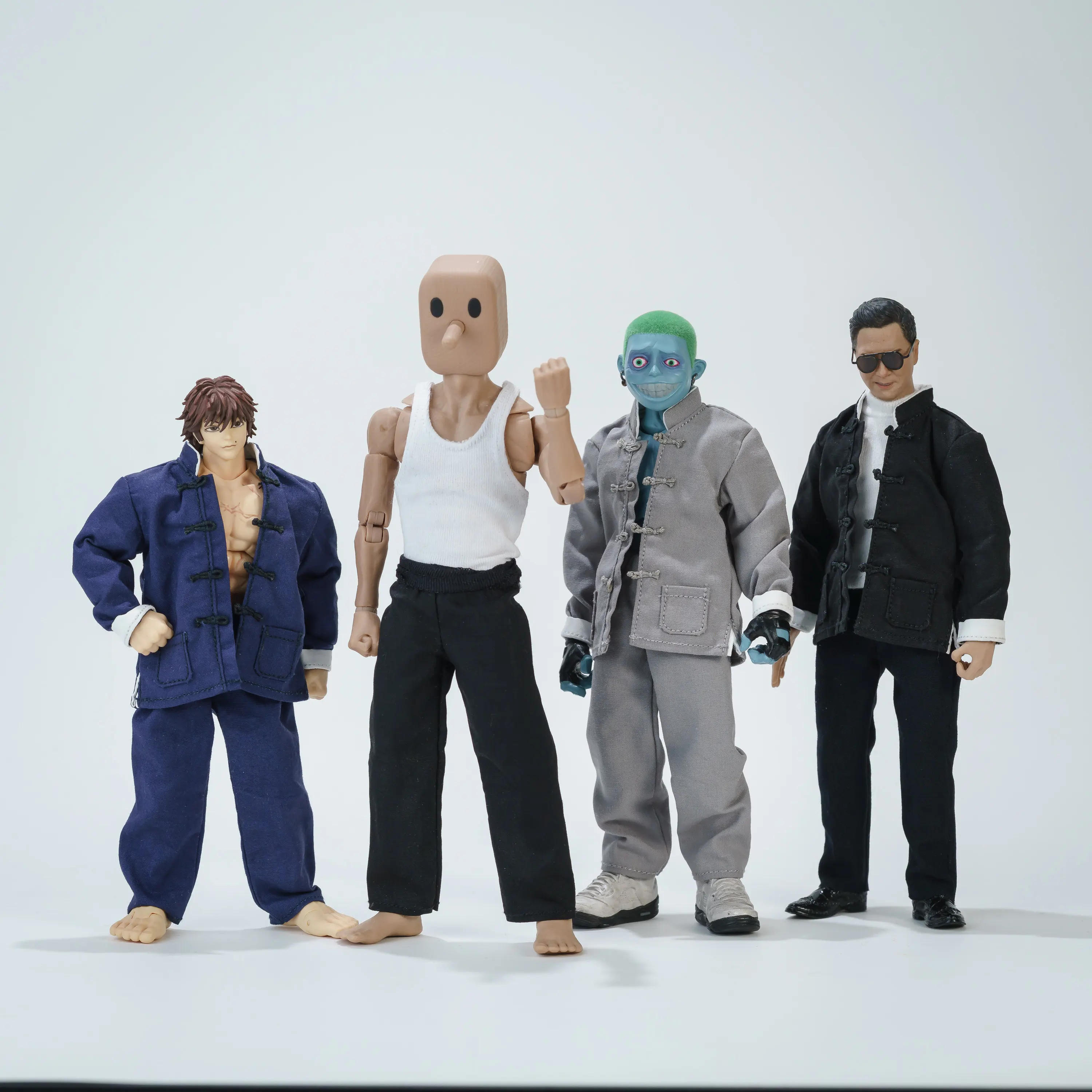 1/12 Scale Kungfu Clothes Set Blouse Pants Vest Belt Set Model for 6''Male Figures DIY