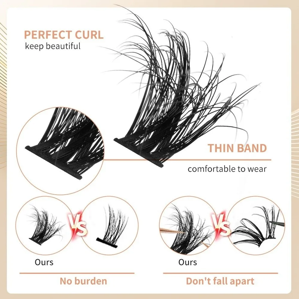 3D Mink Effect Segmented False Eyelashes Mixed Length Natural Anime Look Fake Eyelash Set Large Capacity Single Cluster