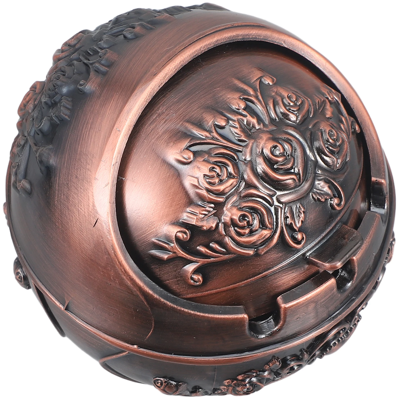 

Retro Ashtray Zinc Alloy Metal Decorative Holder Globe Butt Container with Lid