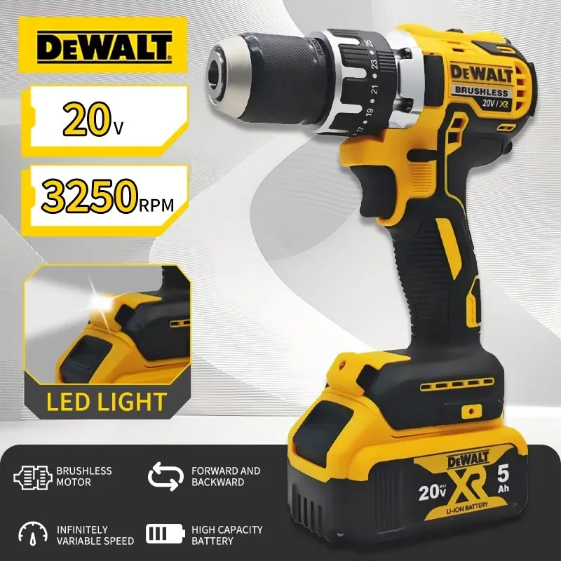 

Dewalt DCD796 13 мм Бесщеточная ударная электрическая дрель Многофункциональная аккумуляторная отвертка Перезаряжаемая батарея 20 В Электроинструменты