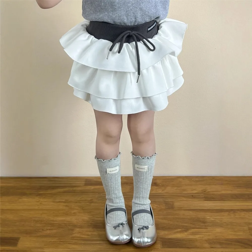 

Skirt Kid Girl 2025 Summer New Style White High-rise Ball Gown Tiered Skirt Soft Sweet Fashion Casual Princess Korean