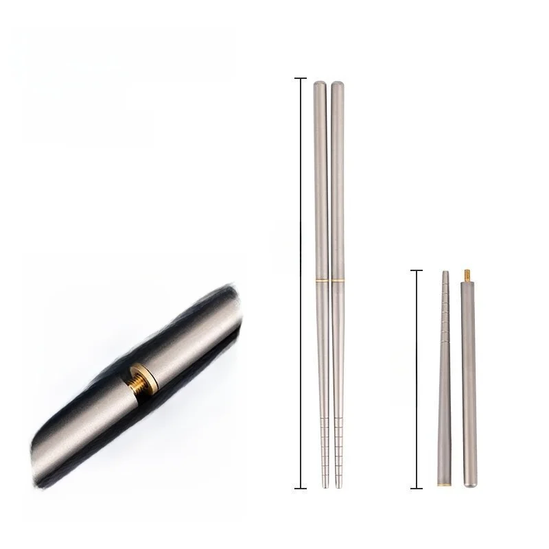 Portable Pure Titanium Chopsticks Spoon Fork Set Outdoor Camping Multi-Function Dinnerware Set Foldable Outdoor Picnic Supplies