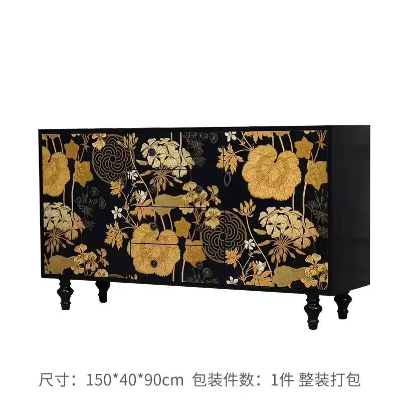 

Многофункциональный пристенный шкаф-тумба в средневековом стиле LYN из массива дерева для хранения вещей.