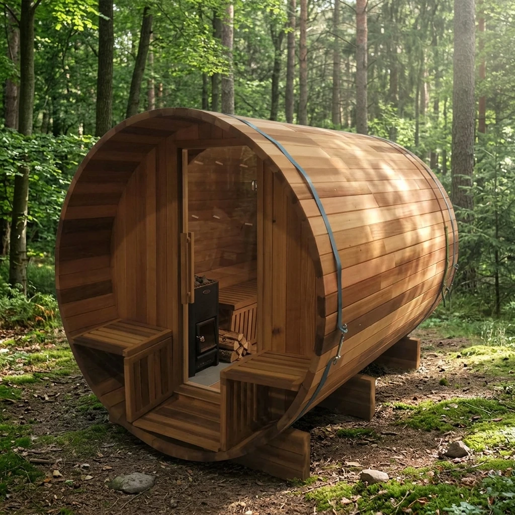 Factory High Quality Outdoor Barrel Sauna Lowest Price Cedar Sauna Hot Sale 4-6 Person Sauna