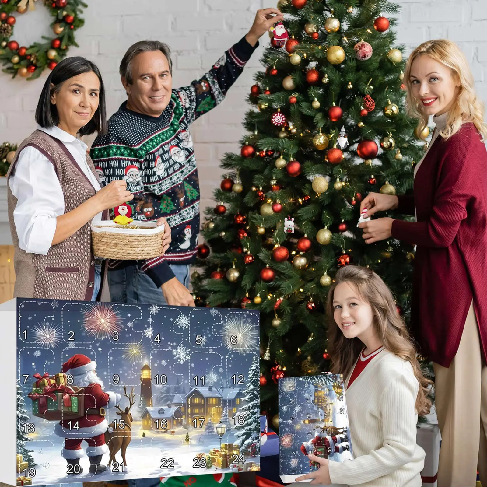 Kitchen Timer Cute Christmas Advent Calendar 2025 | 24 Surprise Ornaments With Santa Reindeer Snowman & Holiday One Hour Timer