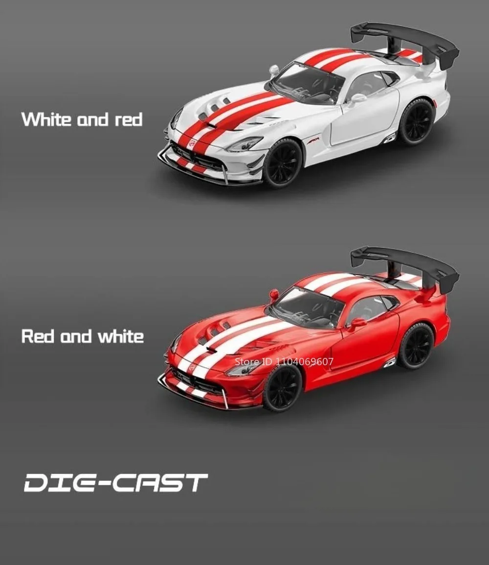 1:24 Viper Cobra Modellspielzeug, Sportwagen, Legierung, Druckguss, Ton, Licht, Türen geöffnet, zurückziehen, exquisite Innensammlung, Supercars – Detail 6