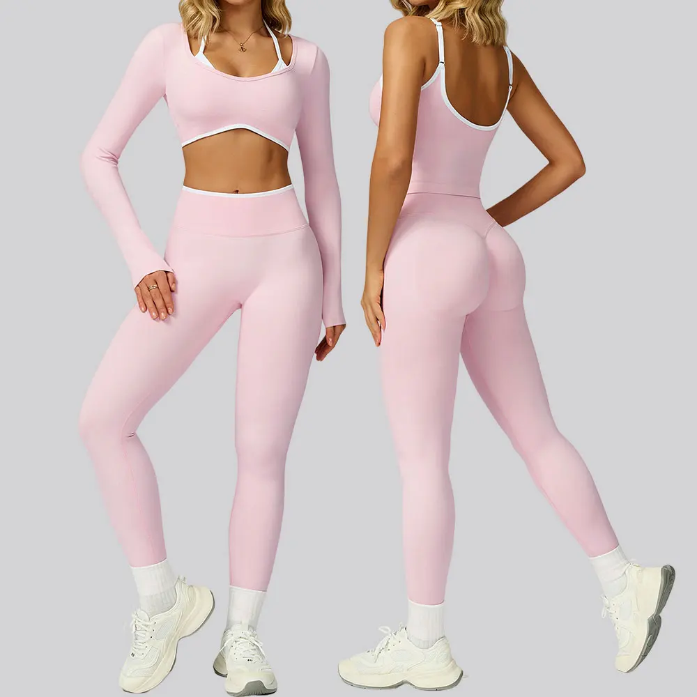 Ensemble de sport sans couture pour femmes, vêtements de Fitness, blocage de couleur, ensembles de Y