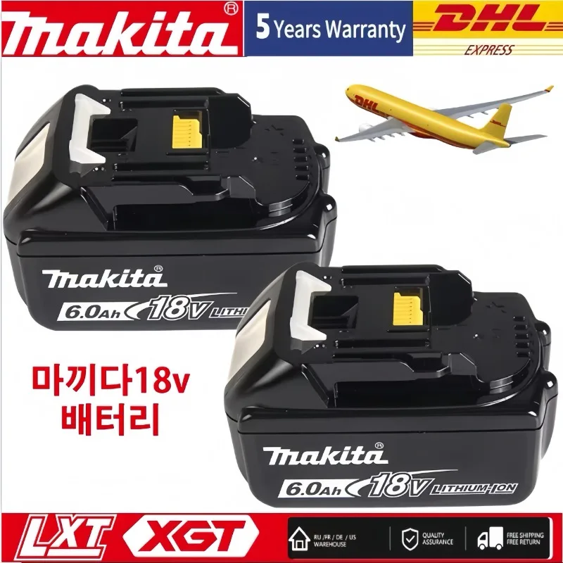 Genuine Makita 18V 6A Rechargeable Power Tools Battery 18V Makita with LED Li-ion Replacement LXT BL1860B BL1860 BL1850 Charger