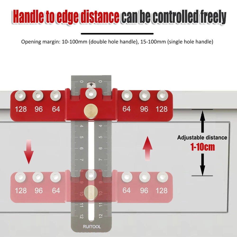 Nuovo kit di maschere per hardware per armadio Lavorazione del legno Maniglia per porta del cassetto Maschera Guida per trapano regolabile Strumento di montaggio per manopole Maniglie Tira
