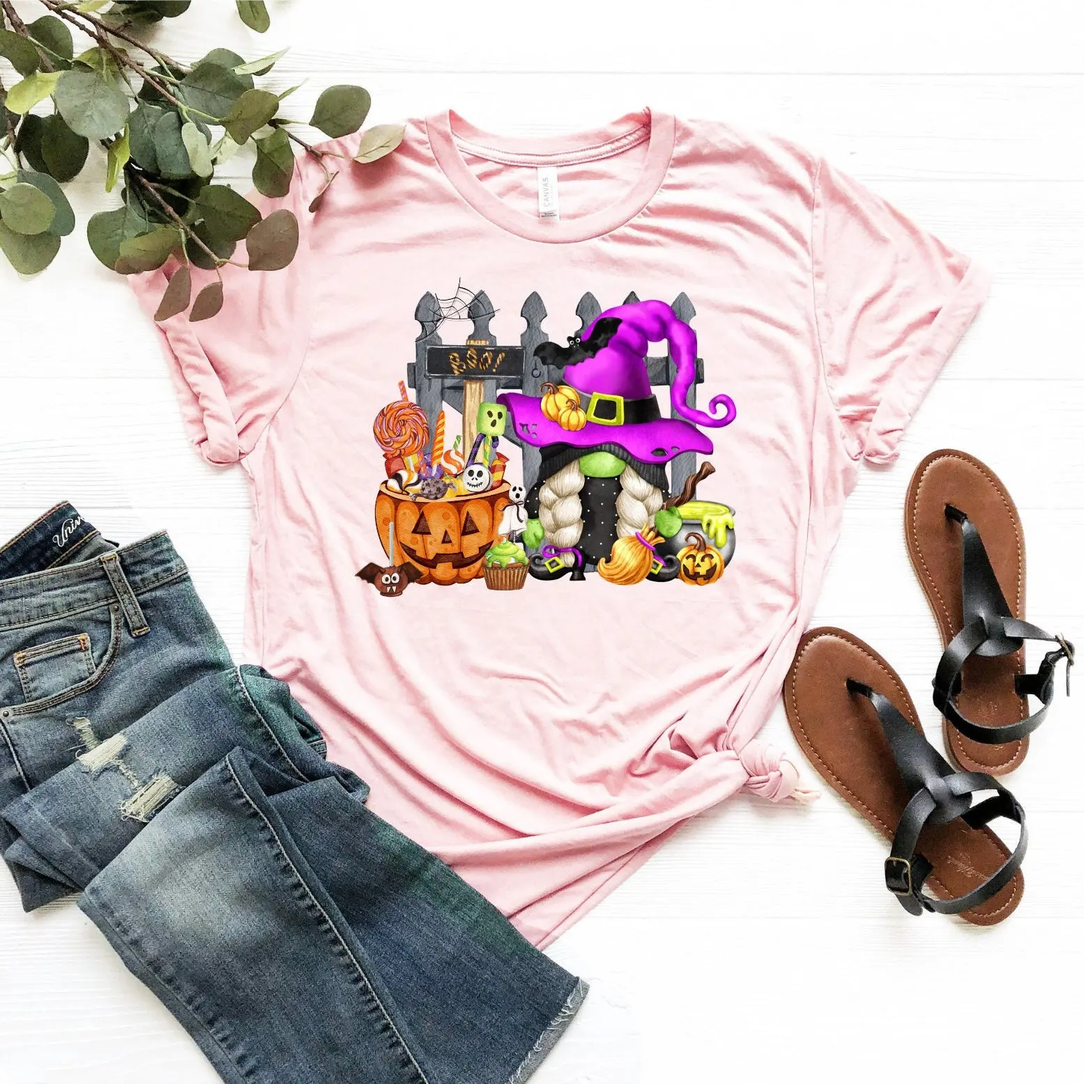 Halloween Gnome T Shirt Witch Witchy Cute Ghost Pumpkin Season