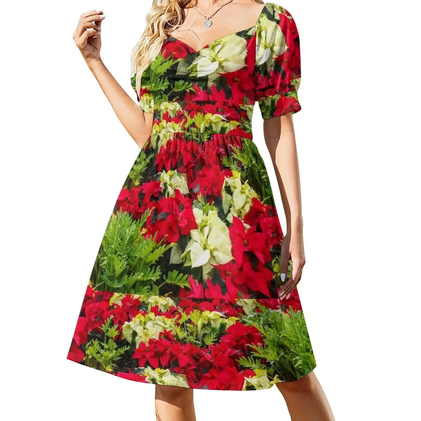 

Poinsettia Short-Sleeved Dress dresses korean style womans clothing dresses for woman 2025