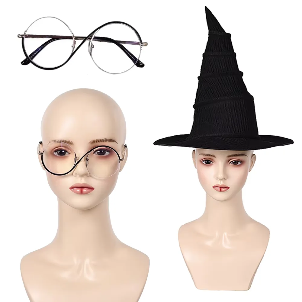 Elphaba Cosplay Glasses Witch Hat Black Classic Costume Accessory for Adults Kids Girl Halloween Carnival Party Disguise