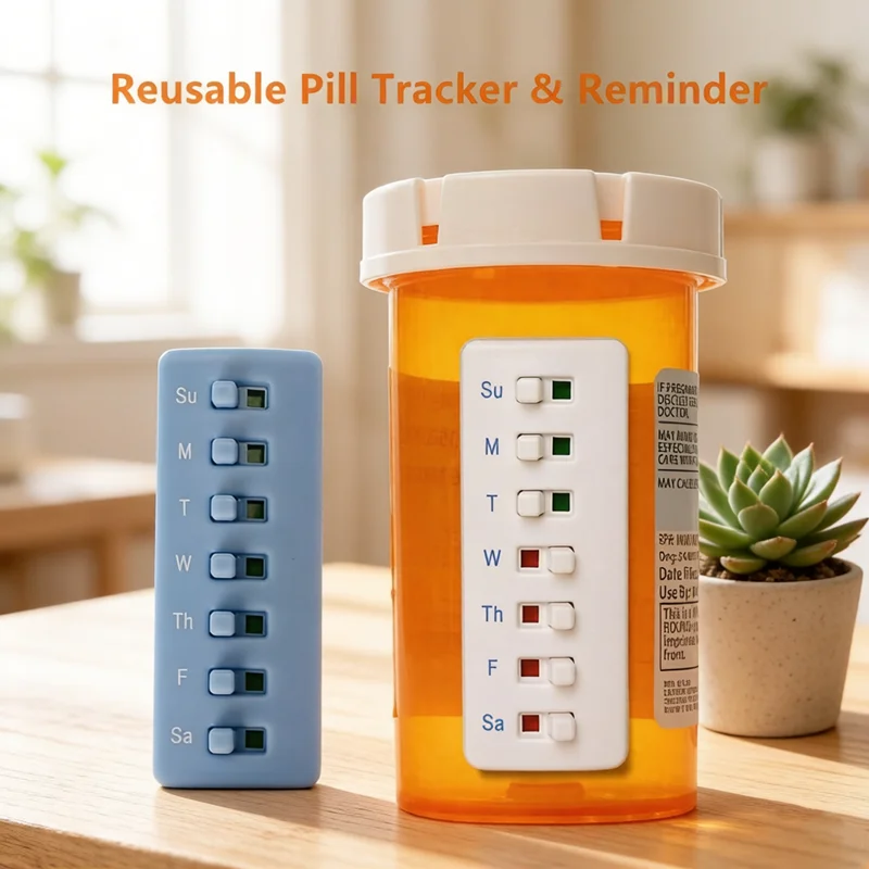 Reusable Schedule Tracker Color Coded Reminder System Pill Organizer Stick On Vitamin Bottles Portable Medication Planner