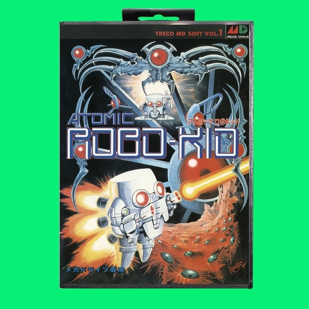 Atomic Robo-Kid Game Cartridge 16bit MD Game Card With JP Cover Retail Box For Sega Mega Drive