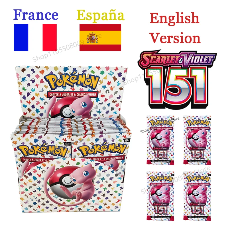 360Pcs Card English French Spanish Scarlet & Violet 151 TCG Booster Box Trading Card Game Children Collectible Cards Toy